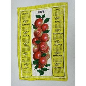 Vintage 1974 Apple Calendar Tea Towel Made in Ireland Lamont